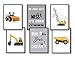 WIETRE® Set di 6 immagini a forma di veicoli da costruzione, escavatore, gru, decorazione per la cameretta dei bambini, poster DIN A4, camion e cantieri, auto (senza cornice)