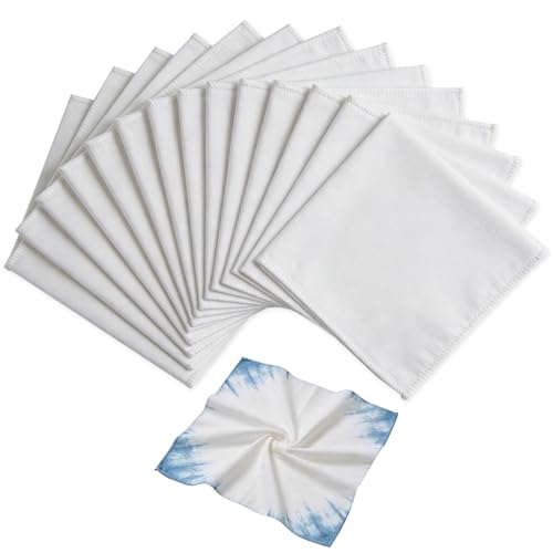 DOTUHAO 20 Pcs White Fabric Squares, 12 x 12 Inches Cotton Fabric Squares for Tie Dye Project, Cloth...