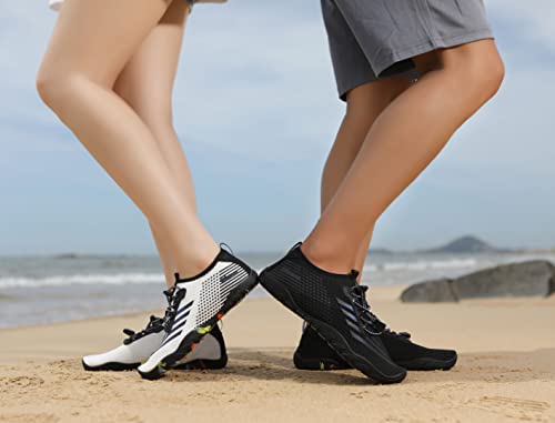 Whatseaso Water Shoes For Women Quick Dry Barefoot Aqua Shoes For Beach Swim Boating Diving Surfing Yaga 8 Women/6 Men, Black #TOP7