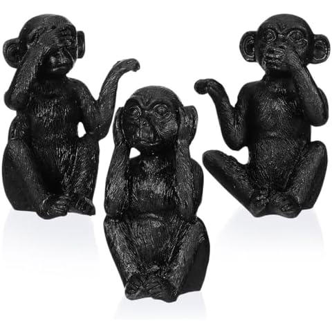 HOMSFOU 3 Wise Monkeys Statue Set Cover