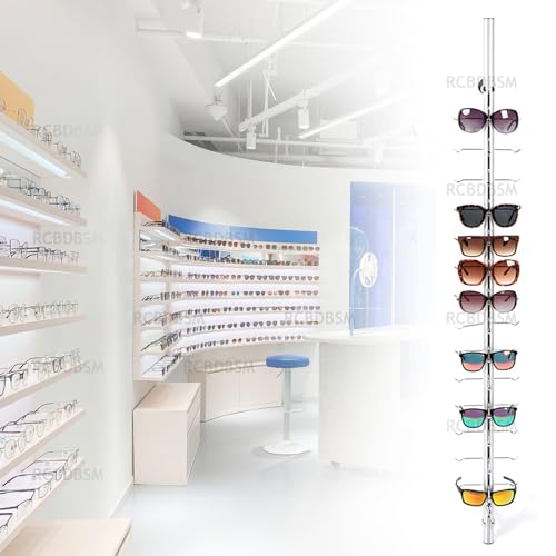 Soporte de exhibición de gafas con cerradura, soporte de marco de aluminio montado en la pared para almacenamiento y organización seguros de gafas