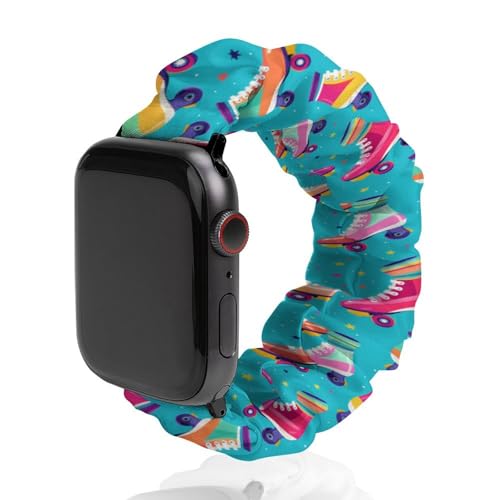 Correa de reloj elástica colorida con patines de ruedas, compatible con IWatch, divertidas correas de reloj inteligente para hombres y mujeres, 38 mm/40 mm, 42 mm/44 mm, 42mm/44mm, Poliéster, No es