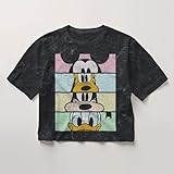 Disney Junior's Crew Crop Short Sleeve Crop T-Shirt, Black, Medium