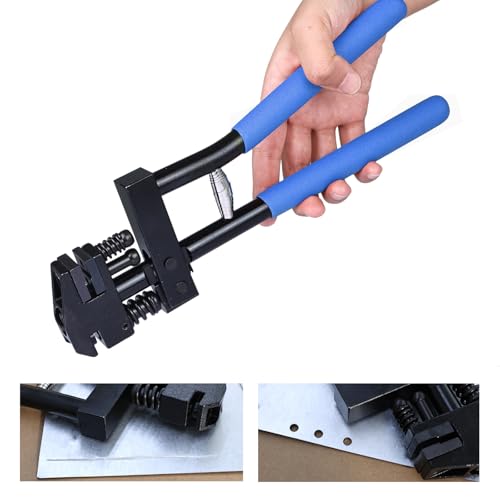 FreeTec 2 in 1 Ø5 mm Absetzzange Karosserie, 290mm Loch und Absetzzange, Karosserie Absetzzange Abkantzange, Lochzange Blech Blechzange Blechlocher Falzzange zum Lochen und Falzen für Auto Reparatur