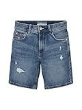 Klassische, kurze Jeanshose im Five-Pocket Style mit ausgefranzten Beinsaum und Destroyed-Details. Mit Gürtelschlaufen am Hosenbund