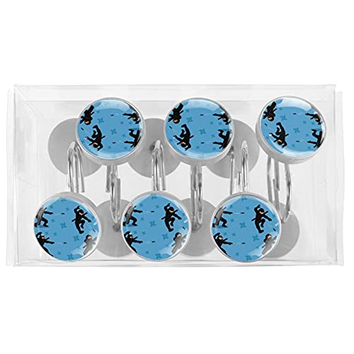 Crochets pour rideau de douche bleu japonais pour salle de bain zen - 6