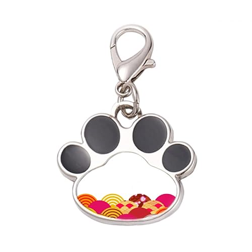 DIYthinker?Line Sakura Pattern Geometry Pet Tag Keychain Dog Cat ID