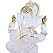 H&W 5.6''H Blessing A White Resin Statue of Lord Ganesha Ganpati Elephant Hindu God, Elephant God Statue, Lmitation Glass Sculpture Buddha Figurine Decoration