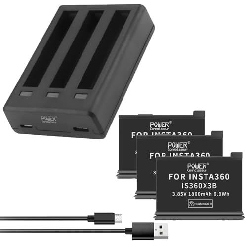 Insta360�Ή� Insta X3 �J�����p�����o�b�e���[ (3�Z�b�g) - 3.85V�A1800mAh �J�����݊�USB�[�d�� Insta360 X3 Insta360 X3B�yPSE�F�؍ς݁z6FR