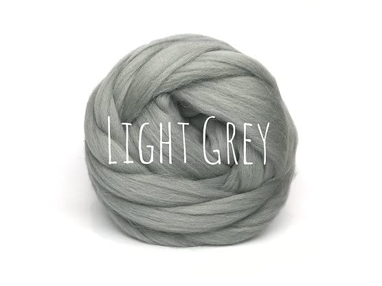 Merino Wool - Light Grey - for arm Knitting Merino Blanket Weaving Felting Jumbo Yarn Giant Wool Soft 50g (0.11lb) — image 1