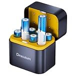 Dracutum Rechargeable Lithium AA Batteries 8 Pack with Charger - 3600mWh High Capacity 1.5V Lithium AA Battery for Blink Outdoor Camera, Rechargeable Battery AA with Integrated Charing Storage Box