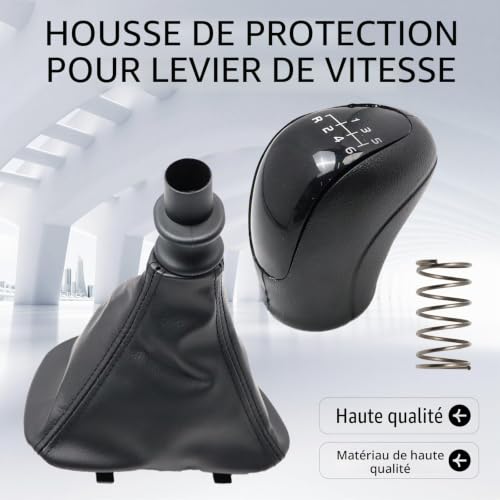 YananAC Noir Pommeau Levier Vitesses 6 Rapports Soufflet Levier Boîte Manuelle 6 Vitesses compatible avec Vito Viano W639 2003-2010 959944 – vue 5