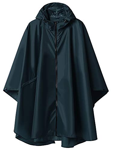 Women Outdoor Rain Poncho Cape Deep Blue