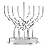 Aviv Judaica Traditional Hanukkah Electric Menorah Low Voltage Hanukkiah with LED Bulbs Contemporary Metal Electronic Chanukiah Battery Powered Chanukah Lights