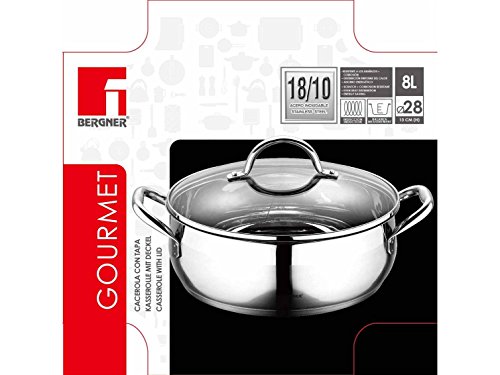 Kochtopf 8 Liter Bergner Gourmet mit Glasdeckel aus Edelstahl