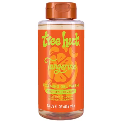 Tree Hut Tangerine Foaming Gel Wash, Hydrating & Moisturizing Body Wash with Shea Butter & Nourishing Essential Oils, Daily Cleanser for Soft Smooth Skin, 18 fl oz