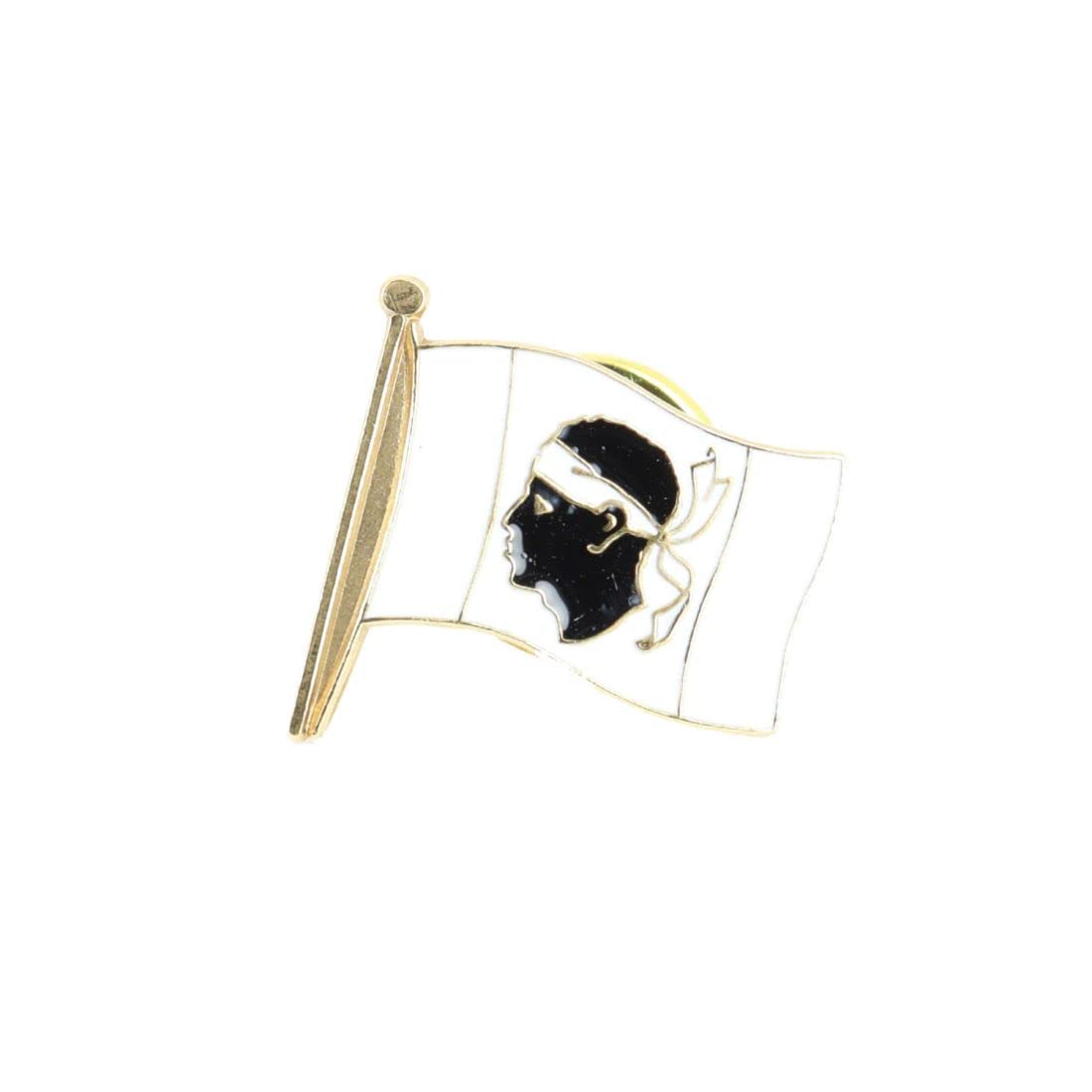 Pin's Drapeau Corse - Tête De Maure En Laiton - Bijou Patriotique - Neuf Avec étiquette