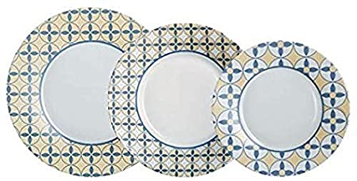 Aprocal Nordic Scandie Collection 18 Pcs Dinnerware Set, Tempered Glass Round Plates, Set For 6, White #TOP19