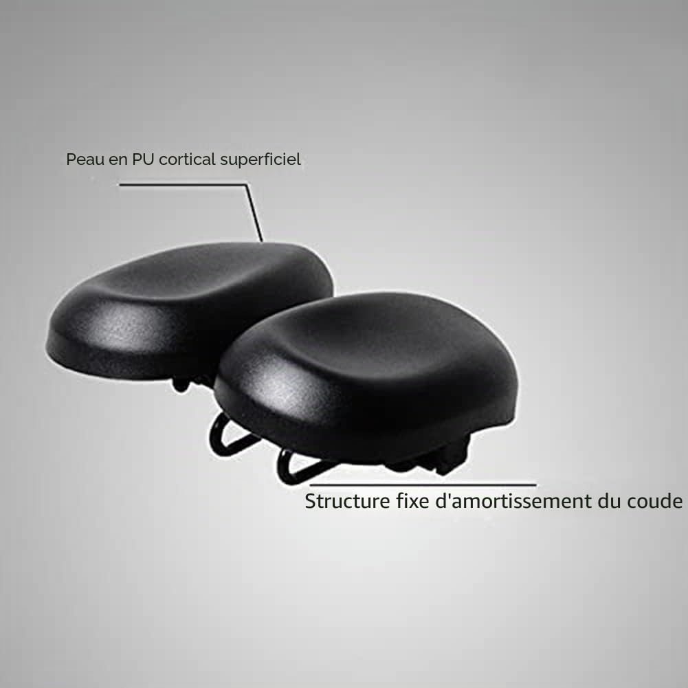 Siège de vélo sans nez confortable pour homme et femme - Ergonomique et doux - Double coussin de selle