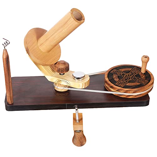 Image of Hind Handicrafts Wooden Yarn Ball Winder for Knitting Crocheting - Handcrafted - Natural Hand Operated - Knitter's Gifts Center Pull Ball Winder (Celtic Cross)