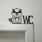 WC Türschild Badezimmer, Lustiges Türschild Otter/Biber Cartoon, Kinder WC Dekoration, Gäste WC Schild, Humorvolles Haustier Schild, Niedliche Tier Illustration, Geschenkidee, Lustige Badezimmer Deko