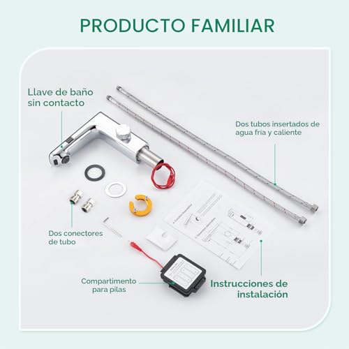 Miniatura 8 de Crea Grifo Baño Con Sensor Automático, Grifo Lavabo Con Automático Infrarrojo, Grifo Mezclador Sensor, Moderno Grifo Baño Lavabo Automático, Grifo Monomando Inteligente, Cromo
