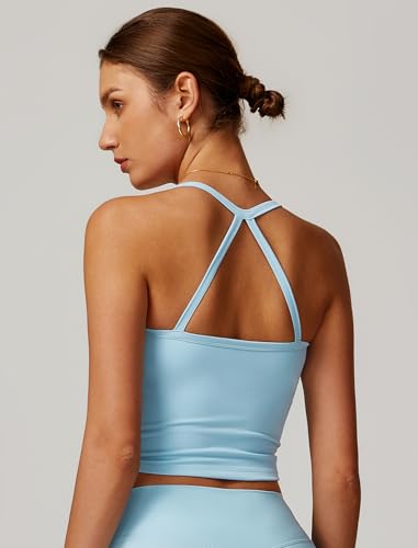 Image of QBGJTD Womens Longline Sports Bras Cross Back Active Gym Yoga Padded Workout Crop Tank Top with Built in Bra
