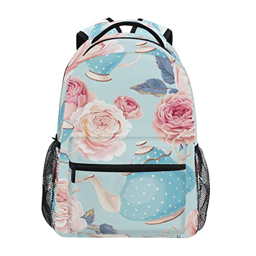 Cartable sac à dos ecole ordinateur fleur de thé rose pour enfant et ado