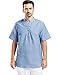 utcoco Men's Casual Cotton Linen Henley Shirts Short/Long Sleeve Beach T-Shirt (Large, Blue)