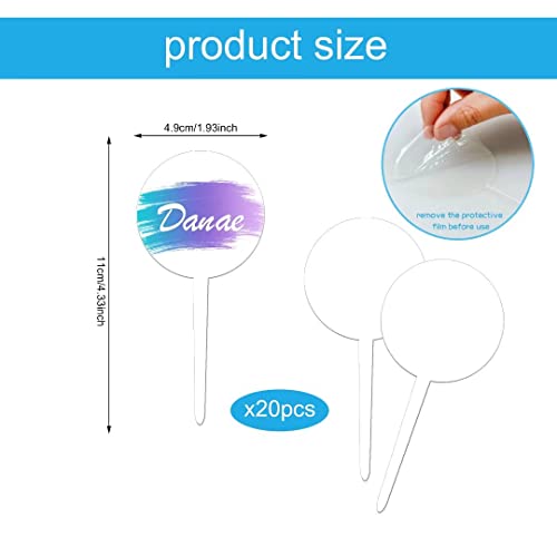 Round Acrylic Cupcake Toppers 2 Inch Blank Circle Diy Cake Topper Personalized Clear Acrylic Cake Toppers For Birthday Festival Party Baby Shower Wedding Party Cake Decoration #TOP2