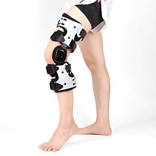 Rodillera con bisagras ROM, Ajustable Post Op Patella Brace Support Estabilizador Pad Orthosis Splint Wrap Medical Orthopaedic Guard Protector (Derecha)
