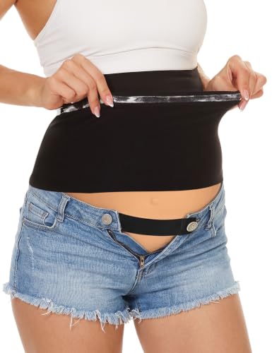Rheane Belly Bands For Pregnant Women Jeans Maternity Jeans Belly Band Maternity Pants Bands With Extender (Black 2)