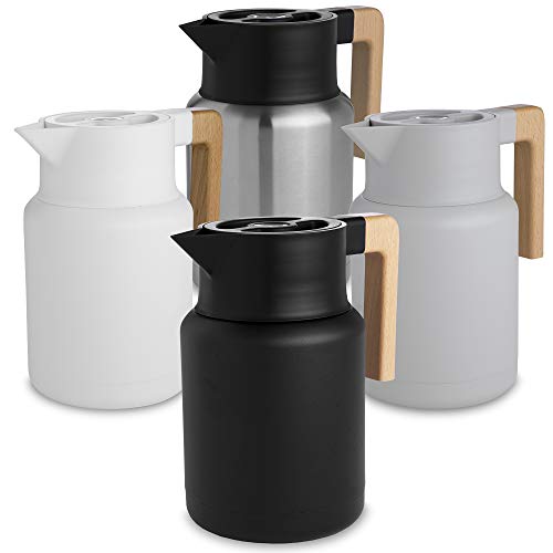 Hastings Collective Thermal Coffee Carafe 50 Oz - Large Stainless Steel Insulated Carafe - 1.5 Liter Double Walled Vacuum Thermos Coffee And Beverage Dispenser With Tea Infuser And Strainer (Black) #TOP5