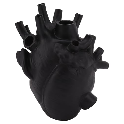 Love In Bloom Heart Vase - Black/White Anatomical Resin Vase For Modern Home Decoration