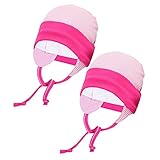 Niedliche Mütze für Neugeborene mit Ohrenschutz und Bindebändern im attraktiven 2er Pack - für Mädchen und Jungen
