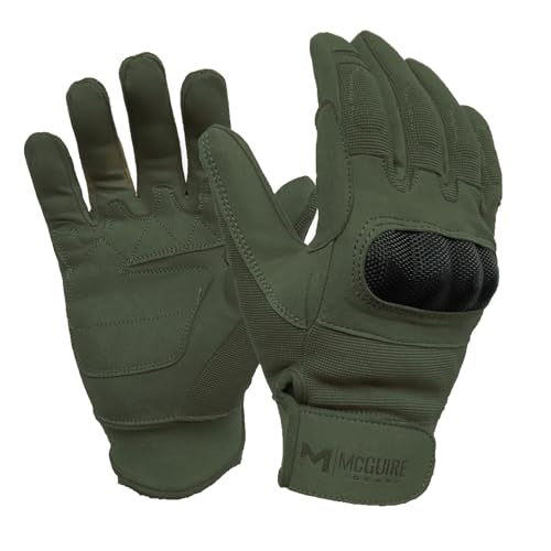 M MCGUIRE GEAR Full Finger Hard Knuckle Gloves, Tactical Gloves for Hunting, Cycling, Climbing Paintball, Airsoft and Outdoor Sports (Olive Drab, Small)