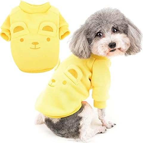 Zunea Abrigo de Invierno para Perros Pequeños Cachorro Jerséis Suave y Cálido Suéter Linda Chaqueta para Mascotas Niña Niño Ropa de Otoño para Chihuahua Yorkie Amarillo S Cover