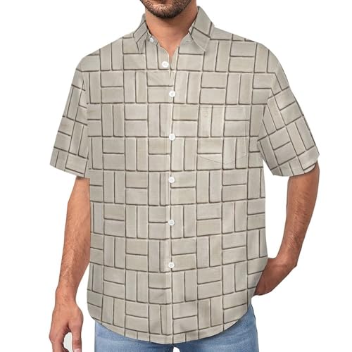 Chemise hawaïenne homme à imprimé géométrique coupe régulière pour l'été