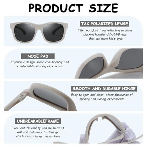DUCO Bendable Polarized Baby Sunglasses with Strap for Newborn Toddler Infant Girl Boy Age 0-24 Months S83064