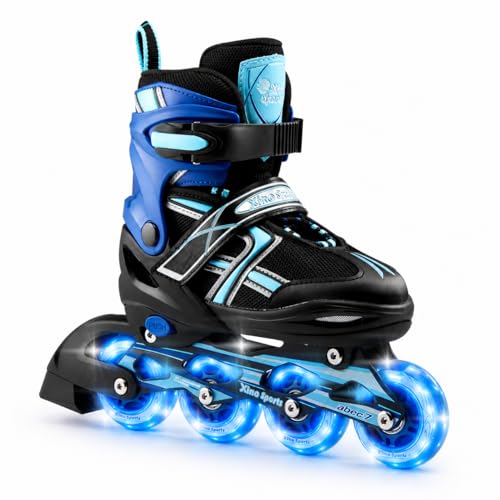 XINO SPORTS Adjustable Inline Skates for Boys and Girls, Aqua, Medium 1-4