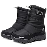 Botas De Invierno para Hombre Bota Impermeables, Cálidas, con Forro De Piel, Antideslizantes Y con Cremallera Botas De Nieve para Invierno Botines De Exterior para Hombre,Negro,45