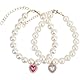 CREATCABIN 2 Stück 2 Stile Perlen Katzenhalsband Haustier Halskette Halsband Kunstharz Perlenimitation Verstellbare Verlängerungsketten Mit Herzanhänger Legierung Mit Strasssteinen Für Hunde 24cm