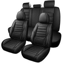 Leather Car Seat Covers for VW Volkswagen Tiguan 2009-2024, Full Set Luxury Comfort Waterproof Breathable Airbag Compatible Car 5 Seat Protector, Soft Interior Seats Cover for Cars Black