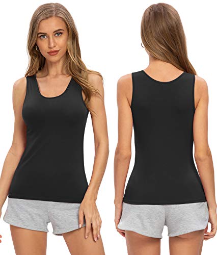 Image of Air Curvey 4 Pack Tank Top for Women Basic Undershirt Tanks Sleeveless Casual Shirts Soft Seamless Layering Tops