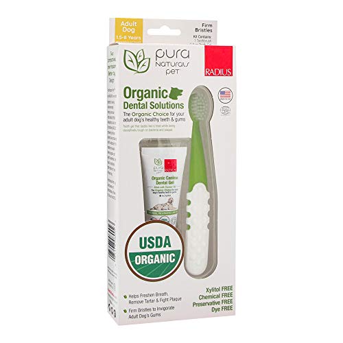 Pura Naturals Pet - Organic Dental Solutions Adult, Natural Dog Toothgel and Toothbrush