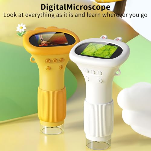 Image of Microscope, Digital Microscope,Holding Magnifying Glasses，2'' IPS,2 MP,4 Zoom Buttons,1000x Magnification,Observe Circuit Boards /Plants /Coins /Hair /Insects,Christmas,Birthday,Edu Gifts.