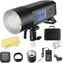 Godox AD400 Pro AD400Pro All-in-One Outdoor Flash 400Ws with 21.6V/2600mAh Lithium Battery,0.011s Recycle Time,390 Full Power Flashes,12 Continuous Flashes in 1/16 Power Output,30W LED Modeling Lamp