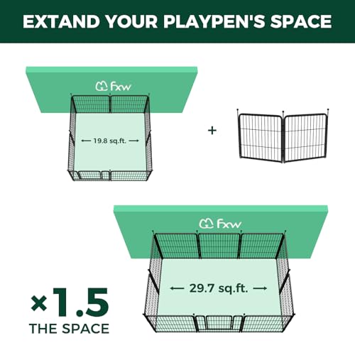 FXW Rollick Unleashed Dog Playpen for Indoor, Yard, RV Camping, 32 inch 2 Panels for Small and Medium Dogs, Black│Patented - Thumbnail 2