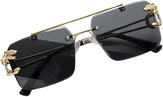Legend Eyewear Mc Stan Vintage Rimless Sunglasses Retro Luxury Elite Slim Rimless Rectangular Metal Jaguar Art Aviator Gla...