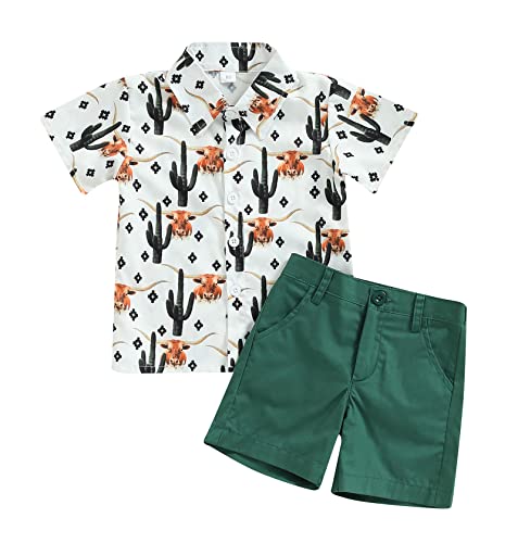 Mainesaka Toddler Baby Boys Gentleman Clothing Set Polo Button Down Shirt Casual Short Pant Summer Short Sleeve Outfits(A-Cowboy 2,18-24M) #TOP5